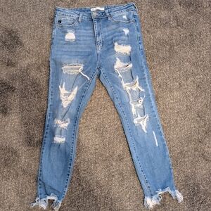 Stylish Distressed Blue Women's Skinny Jeans